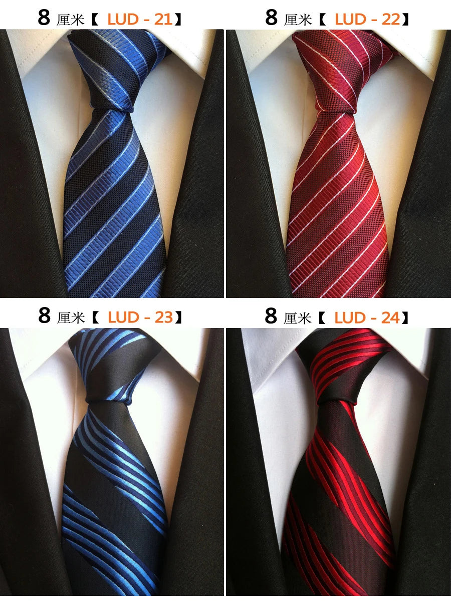 New Classic Silk Men's Ties Neck Ties 8cm Plaid Striped Ties for Men Formal Business Luxury Wedding Party Neckties Gravatas