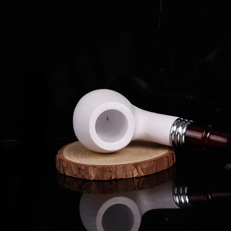Resin Pipes Chimney Double Filter Wood Smoking Pipe Herb Tobacco Pipe Cigar Grinder Smoke