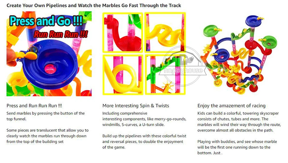 Marble Run Race Track Building Blocks Kids 3D Maze Ball Roll Toy DIY Marble Run Race Coaster Set 80/105/109/133pc Christmas Gift