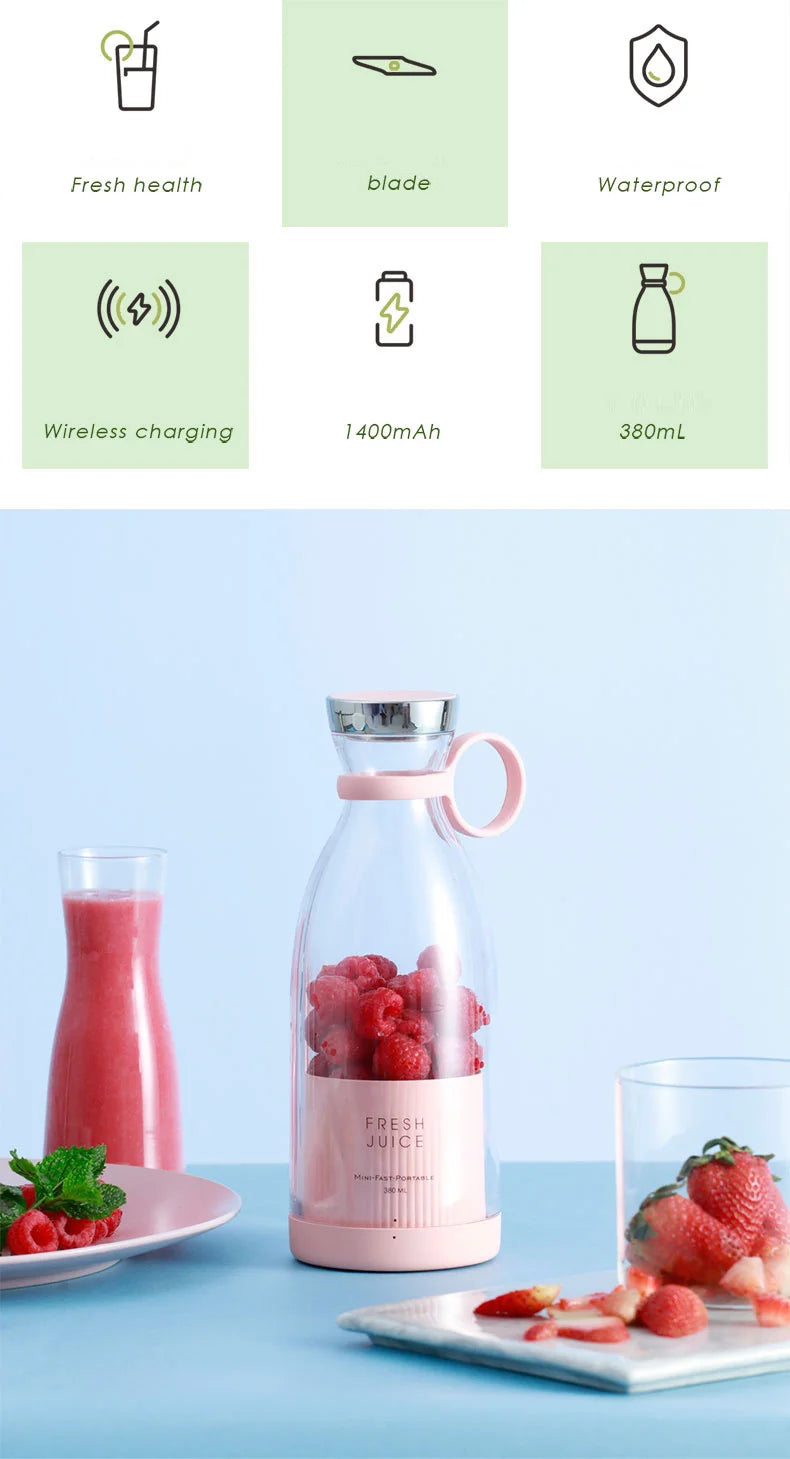 Blender Smoothie Juicer, Portable Blender Mini Jug Blenders, Multifunctional Personal Blender with USB Rechargeable