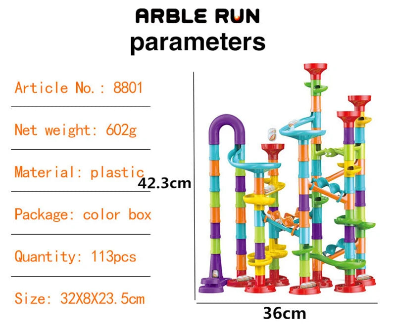 Marble Run Race Track Building Blocks Kids 3D Maze Ball Roll Toy DIY Marble Run Race Coaster SetChristmas Gift