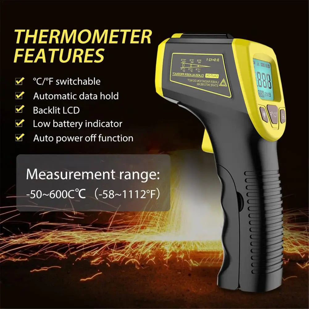 Digital Infrared Thermometer Non Contact Laser IR Temperature LCD DisplayPyrometer Tester Industrial Temperature Instrument