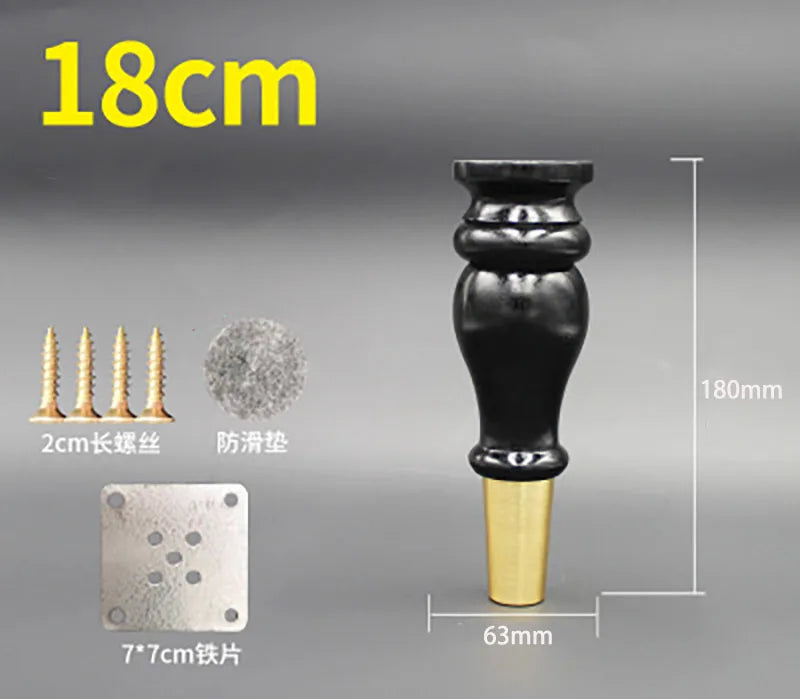 4pcs/lot Wooden Sofa Legs Cabinet Feet with Gold Covers Wardrobe Leg Wood Holder For Furniture TV cabinet Foot Side Table Leg