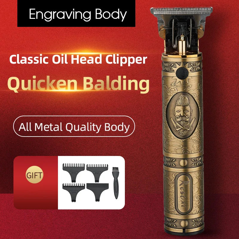 Professional T Bald Head Hair Trimmer Barber Rechargeable Hair Clipper Men Hair Cutting Machine Beard Trimmer 0mm Razor Shaver