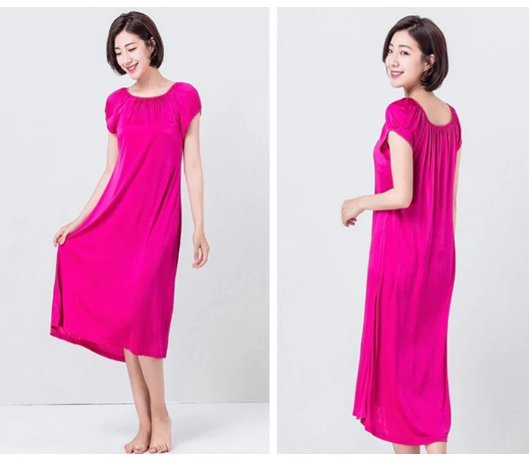 50% Pure Silk Nighties for Women Sleeping Dress Long Nightgown Nighty for Ladies Loose Plus Size Home Wear Summer