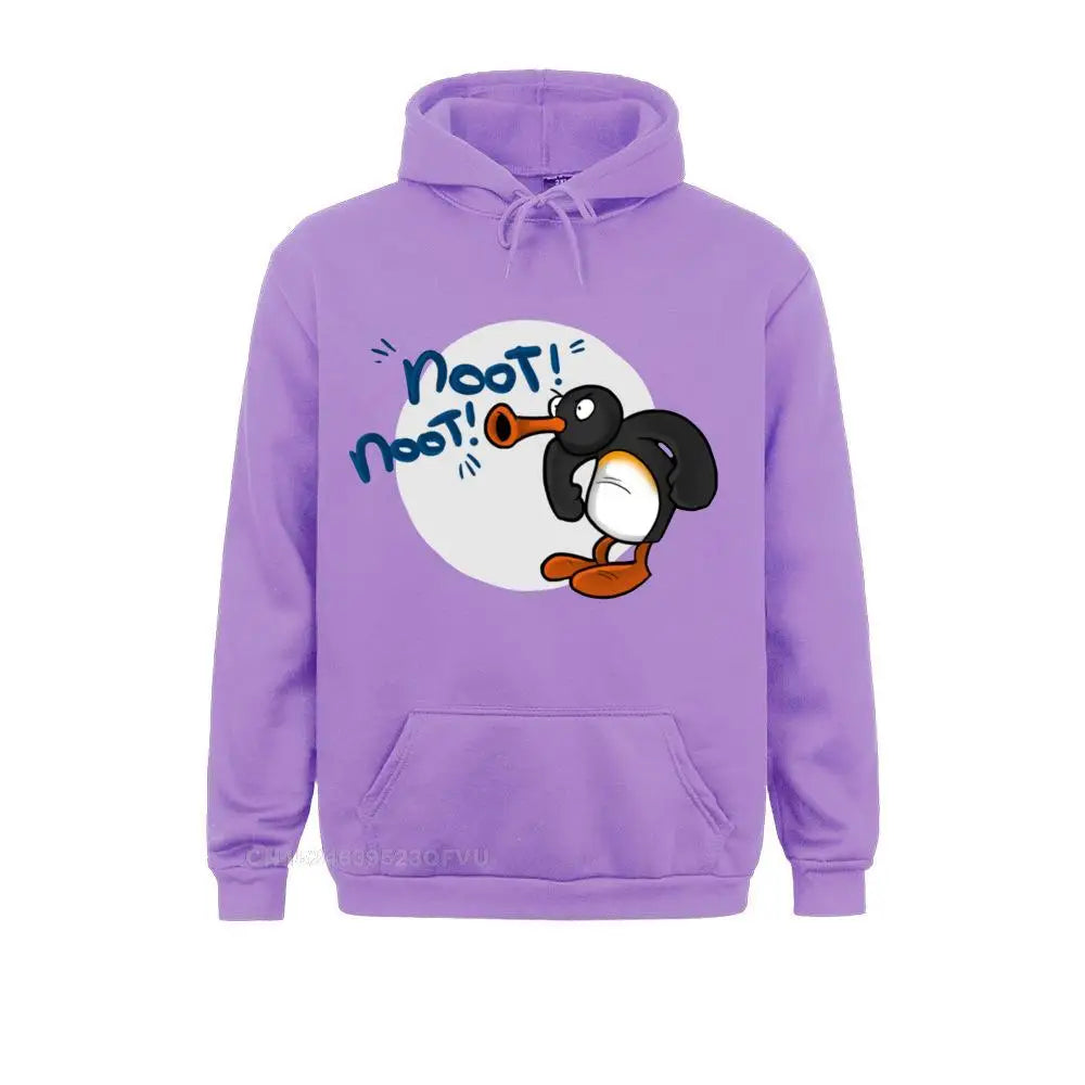 Noot Noot Pingu Hoodies Men Cotton Funny Hoodie Round Collar Penguin Meme Funny Cartoon Tees Clothes Printing
