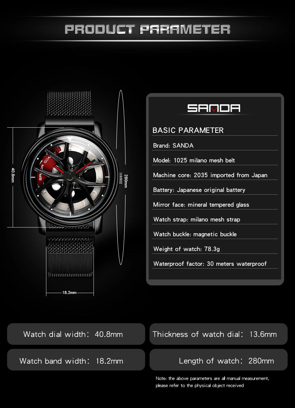 Men Watch Car Wheel Rim Hub Dial Male Wristwatch Skeleton Man Black Waterproof Watches Stainless Steel Quartz Relogio Masculino