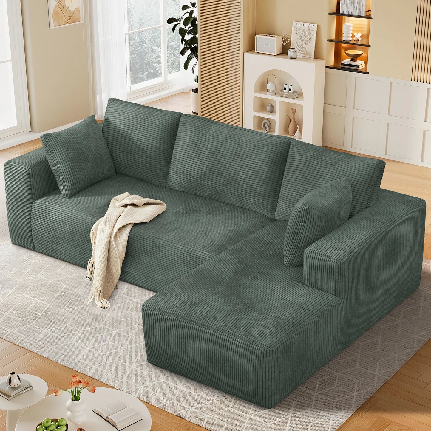 Free Fast USA Shipping L Shape Modular Sofa Set Plush Velvet Memory Foam Sectional in Stock