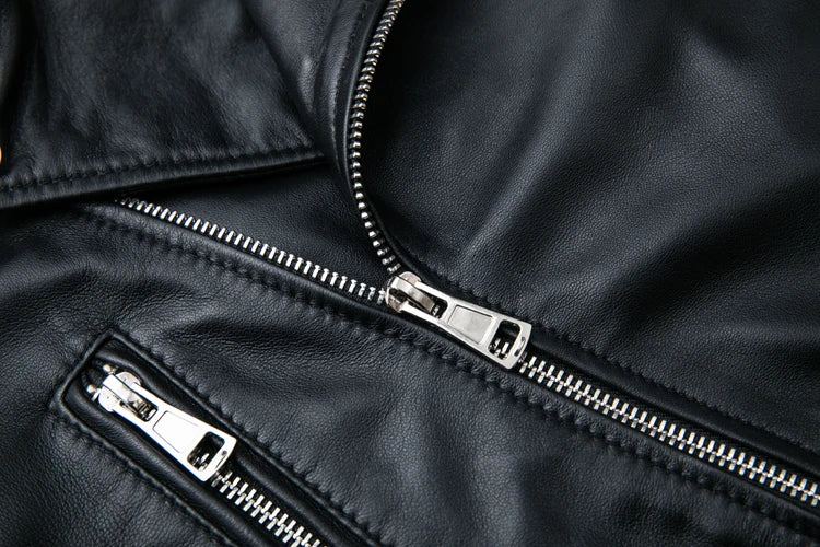 CC Shop Best,Sales.Popular woman slim fit genuine leather jacket.fashion motor rider sheepskin coat.soft leather cloth.패션