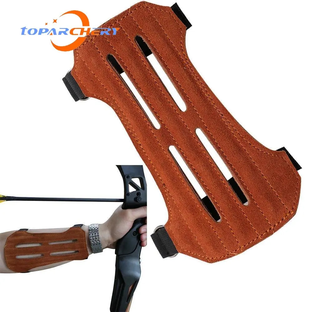 Archery Arm Finger Guard Leather Handguard Protector Adult 3 Finger Glove Left Right Hunting Shooting Safety Anti Slip Protect