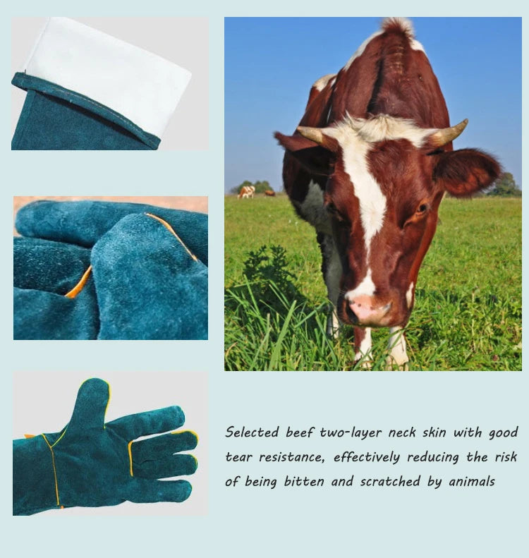 Leather Pet Gloves Anti-grasping Anti Bite Protective Cowhide Gloves Cat Dog Gardening Work Gloves Pets Training Handling Gloves