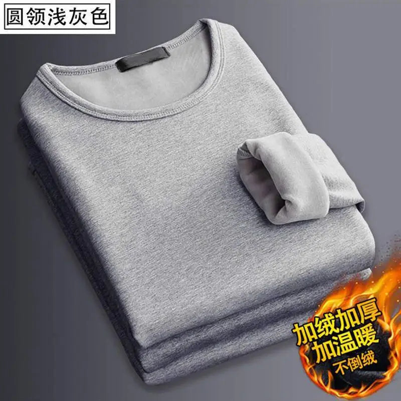 Thermal Underwear Shirt Men V Neck Fleece Sport Tops Autumn Thermo Clothing Comfortable Warm Long-Sleeved 5XL