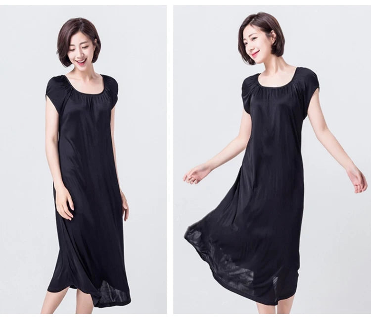 50% Pure Silk Nighties for Women Sleeping Dress Long Nightgown Nighty for Ladies Loose Plus Size Home Wear Summer
