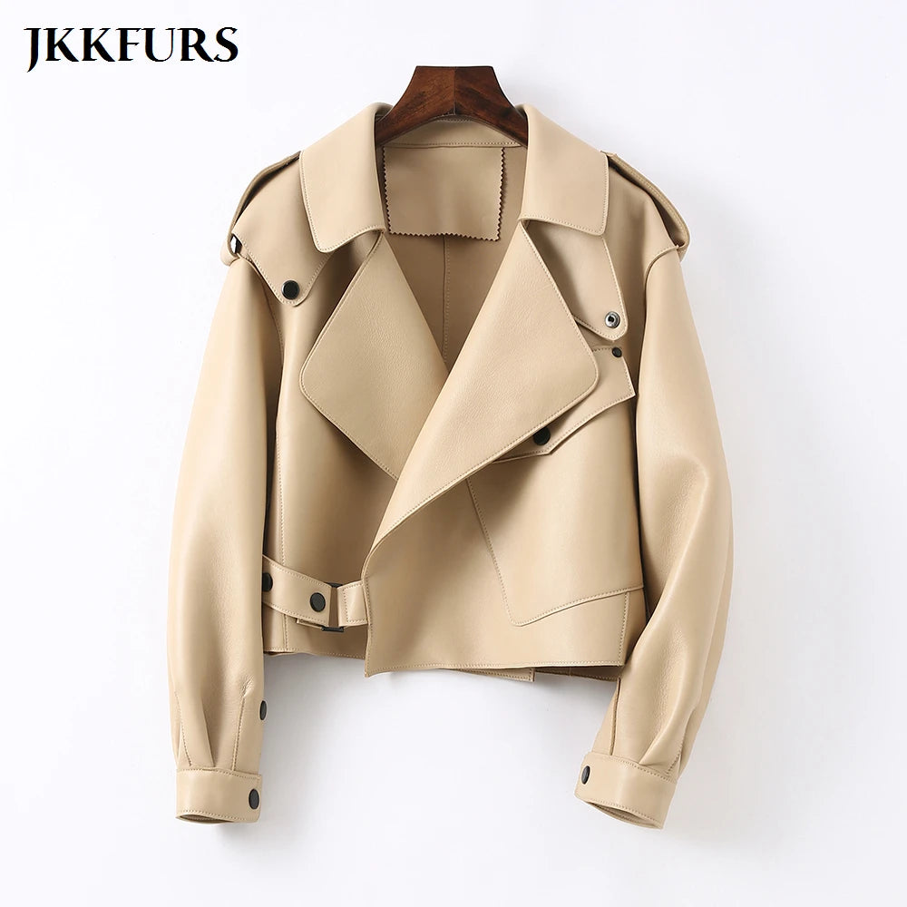 2025 26 Colours Women's Genuine Leather Jacket New Fashion Real Leather Coat Lady Autumn Winter Sheepskin Leather S7547