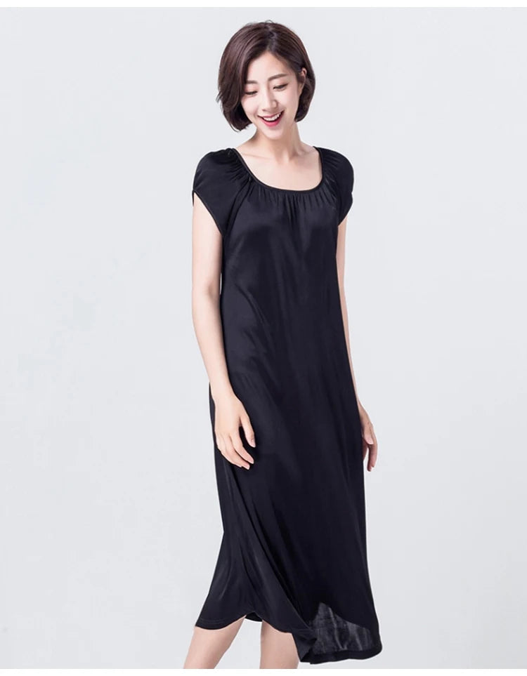 50% Pure Silk Nighties for Women Sleeping Dress Long Nightgown Nighty for Ladies Loose Plus Size Home Wear Summer