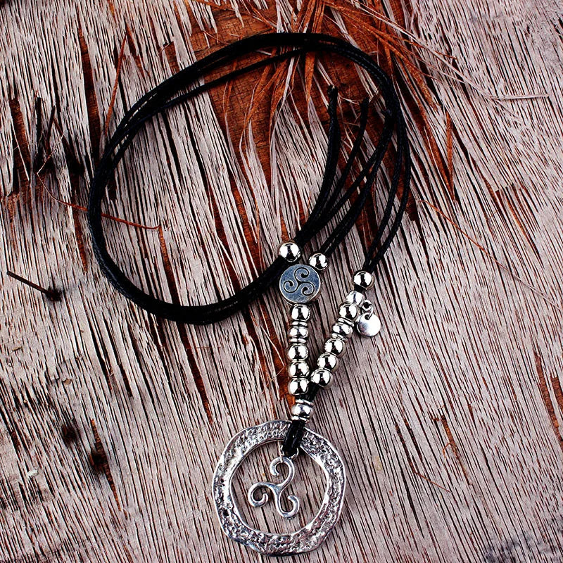 Bohemian Wrap Necklace, Layered Choker, Circle Lariat Y Necklaces, Eternity Necklaces, Hippie Boho Bohemian Minimalist Jewelry