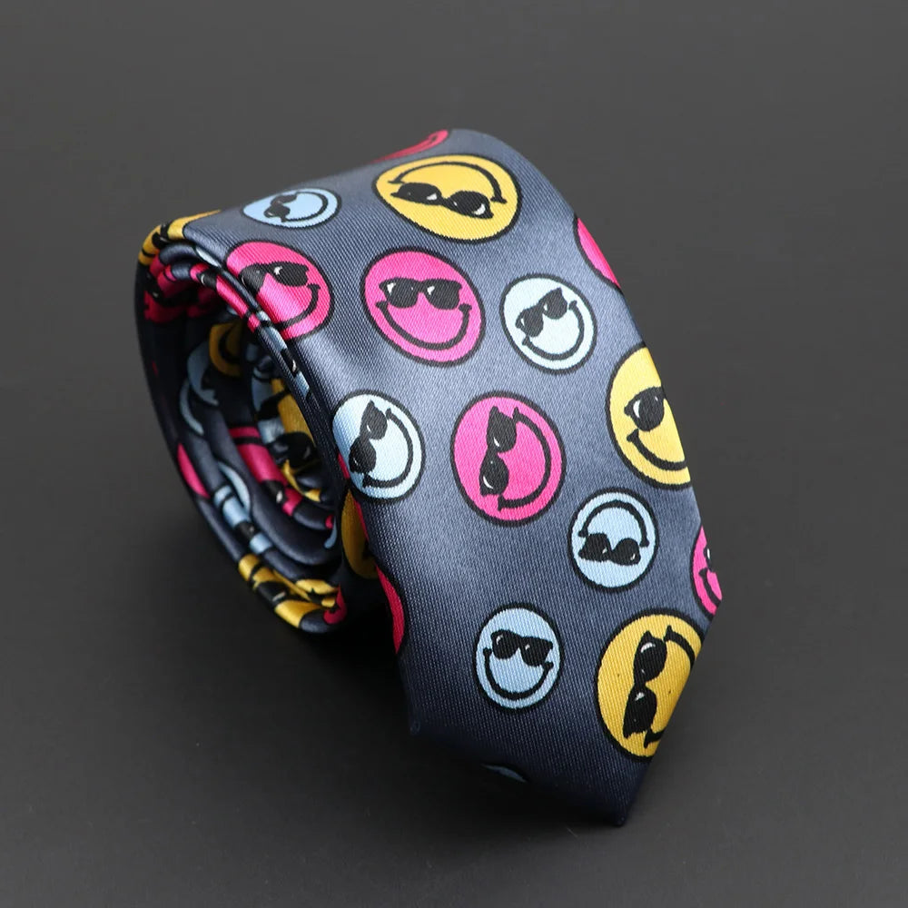 Classic Musical Notes Printed Tie Silky Narrow Neckties Slim Smooth Piano Guitar Necktie Simple Elegant Trendy Unisex Ties Gift