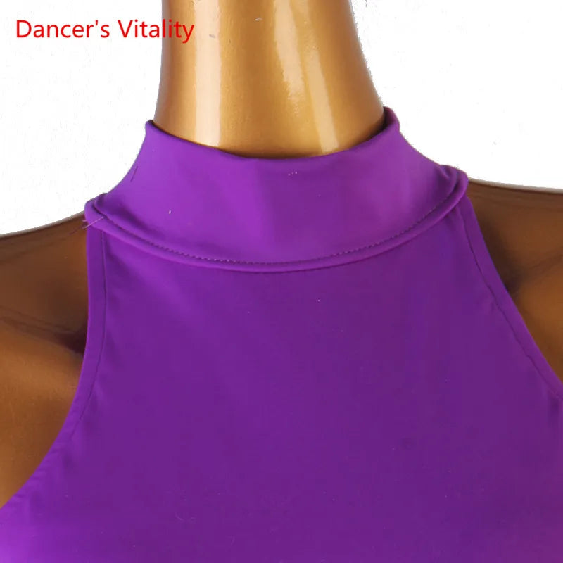 Modern Dance Dress Stand-Up Collar Mesh Sleeve Long Skirt Performance Clothing High-End Custom Child Woman Competition Clothes