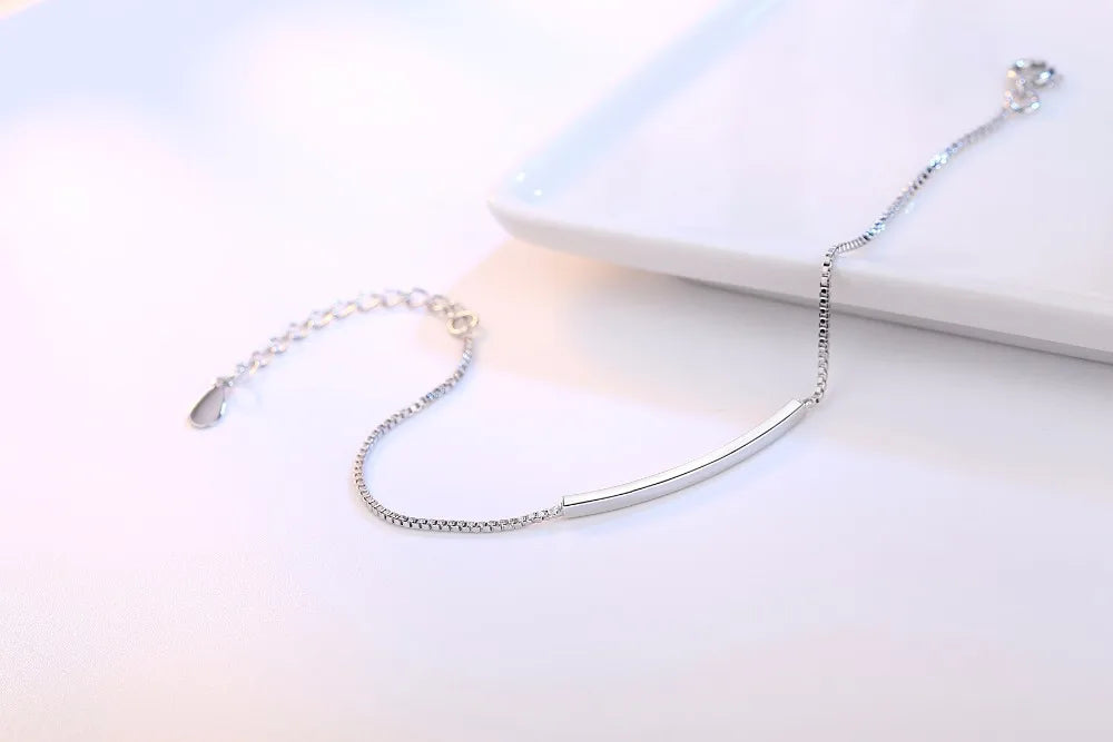 925 Sterling Silver Chain Bracelets Pure Sterling Silver 925 Simple Bracelets Jewelry Pulseras Pulseira es Plata