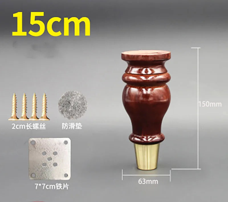 4pcs/lot Wooden Sofa Legs Cabinet Feet with Gold Covers Wardrobe Leg Wood Holder For Furniture TV cabinet Foot Side Table Leg