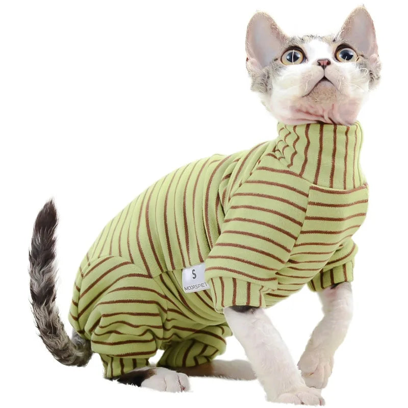 Sphynx Cat Clothes Cotton Kitten Cat Jumpsuit Winter Warm Cats Overalls Hoodies Costumes For Sphinx Devon Cat ropa para gato