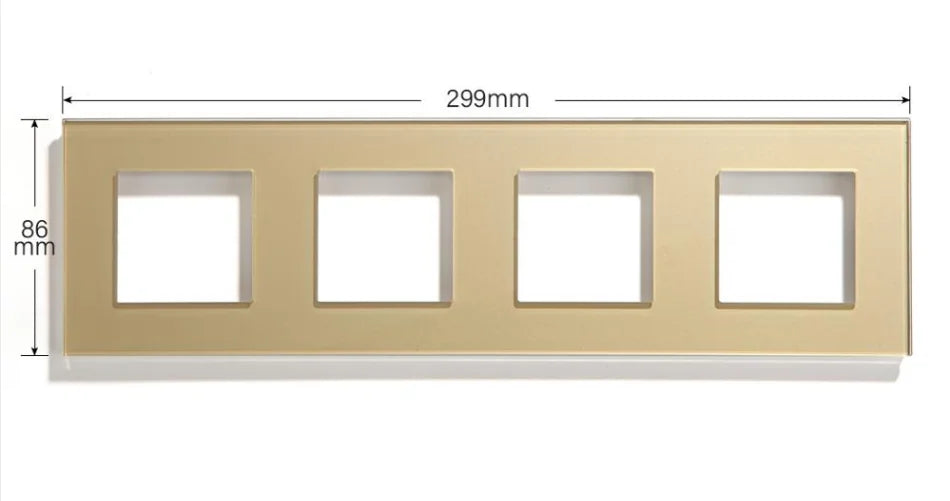 BSEED Only Glass Frame Panel Single Double Frames Wall Socket Triple Four Frames DIY Part with Metal Frames White Black Golden