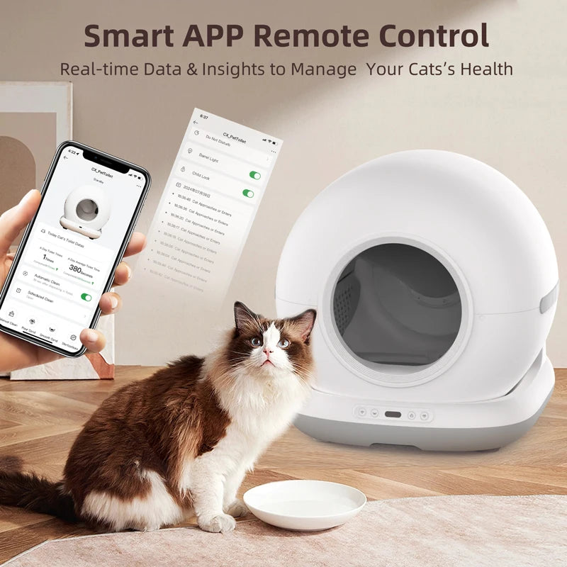 Large Capacity Automatic Cat Litter Box Self Cleaning, Smart Self-Cleaning Cat Litter Box with 72L Litter Box APP Control