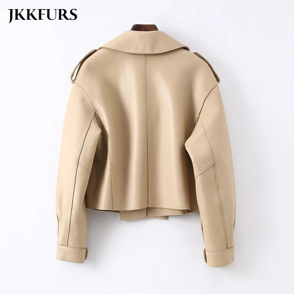 2025 26 Colours Women's Genuine Leather Jacket New Fashion Real Leather Coat Lady Autumn Winter Sheepskin Leather S7547