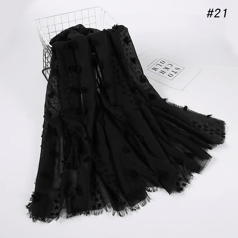 New islamic Hijab Femme Musulman Malaysia Hijabs Flocked Bubble Fashion Scarf Hijab For Muslim Women Stretch Headscarf