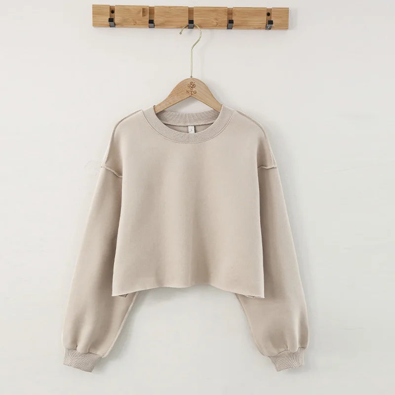 Thick Oversized Women Sweatshirt Hoodies Warm Fleece Casual Long Sleeve Harajuku Streetwear Crop Pullover Ropa Mujer