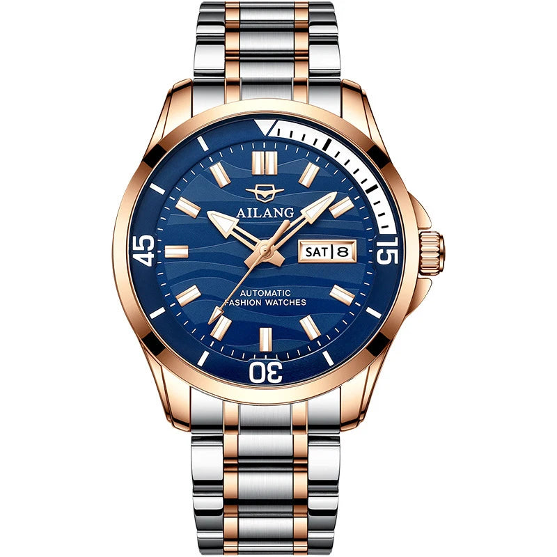 AILANG Men's Automatic Mechanical Watch Luxury Sports Waterproof Multi-Functional Wristwatch with Calendar Fashionable Brand
