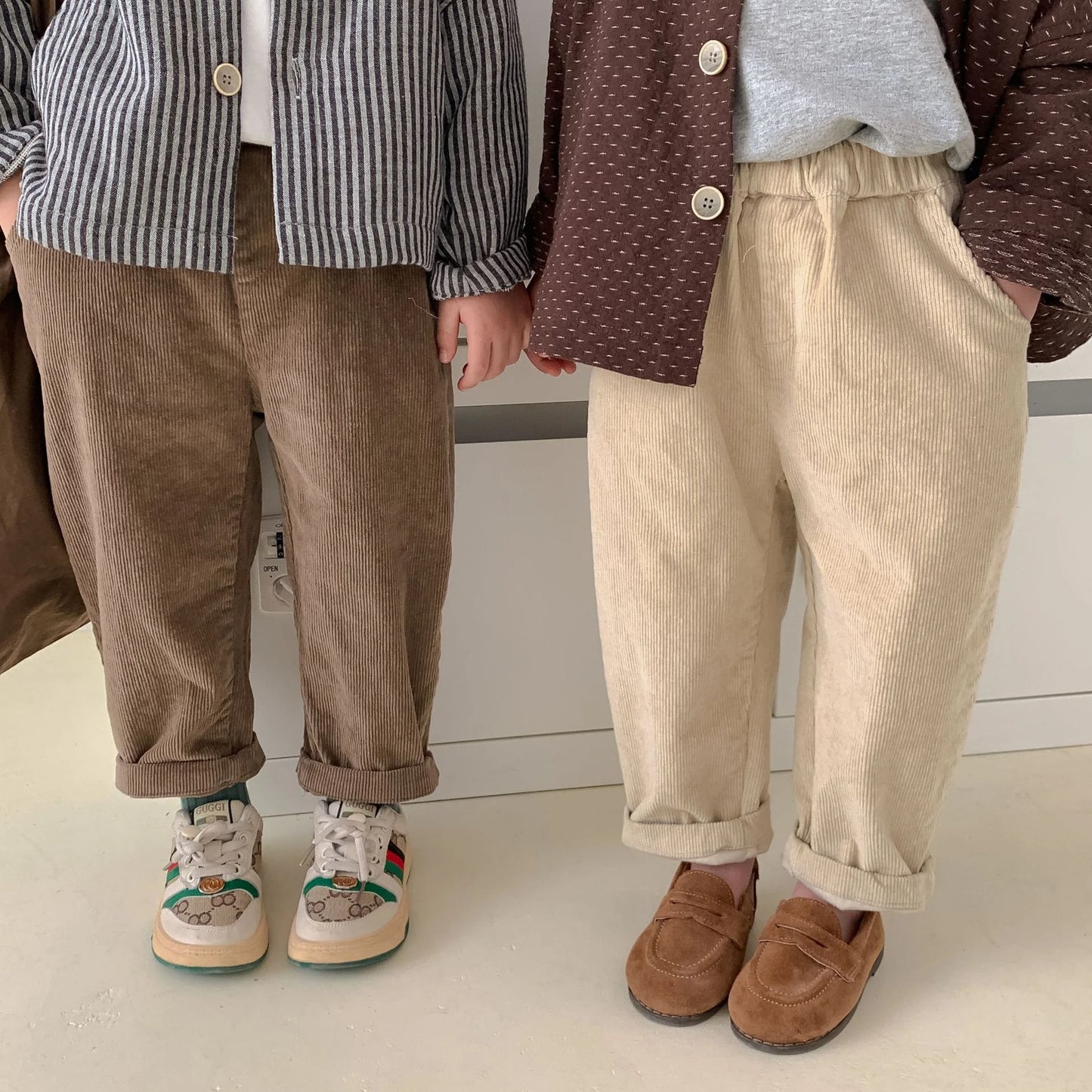 New Winter Grid Jackets Boys Girl Woolen Double-breasted Baby Boy Trench Coat Lapel Autumn Kids Outerwear Coats  Wool Overcoat