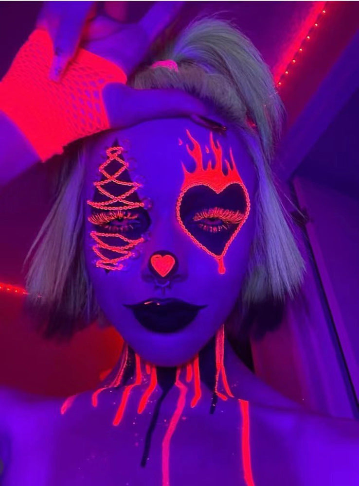 6pcs Glow UV Reactive Glow in the Dark Face and Body Paint Set, Neon Liquid Eyeliner, Mixing Color for Masquerade,Music Festival