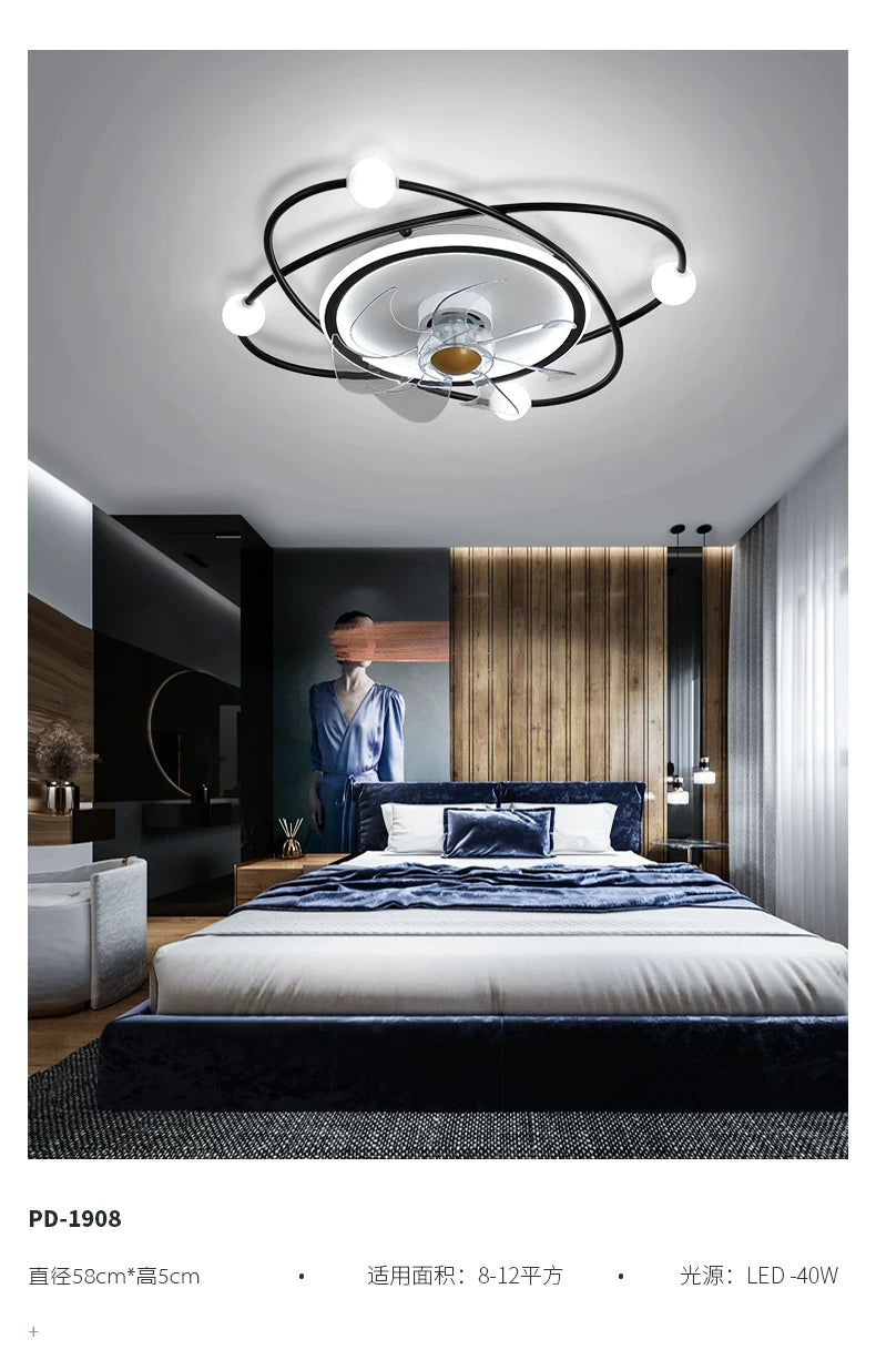Nordic invisible ceiling fan light fan ceiling minimalist light fan ceiling for Bedroom Dning Room Living Room gold ceiling fans