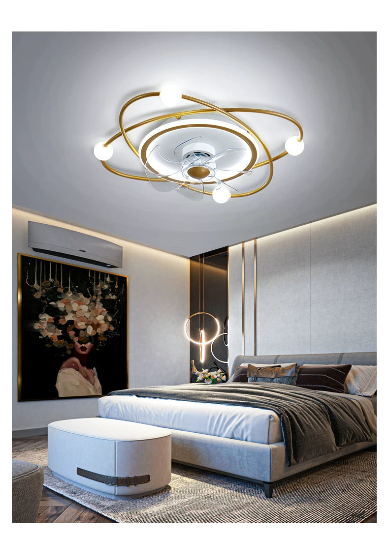 Nordic invisible ceiling fan light fan ceiling minimalist light fan ceiling for Bedroom Dning Room Living Room gold ceiling fans
