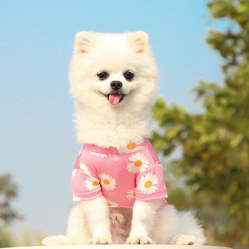 Pet Puppy T Shirt Vest Pet Clothes Spring and Summer New Style Travel Printed Short Sleeve Tshirt Clothes Small Medium Dogs