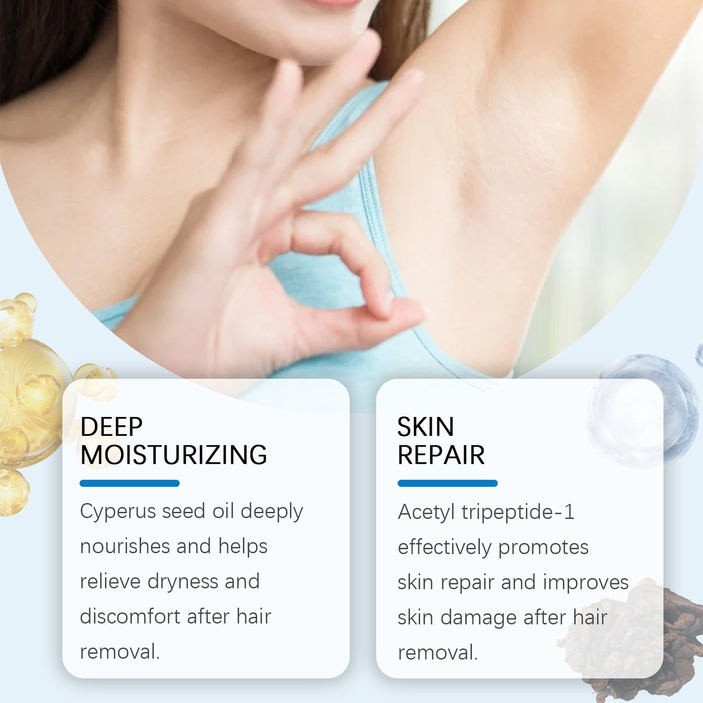 Cyperus Rotundus Oil Hair Removal Armpit Legs Arms Hair Growth Inhibitor Smoothing Repairing Moisturizing Nourishing Body Care