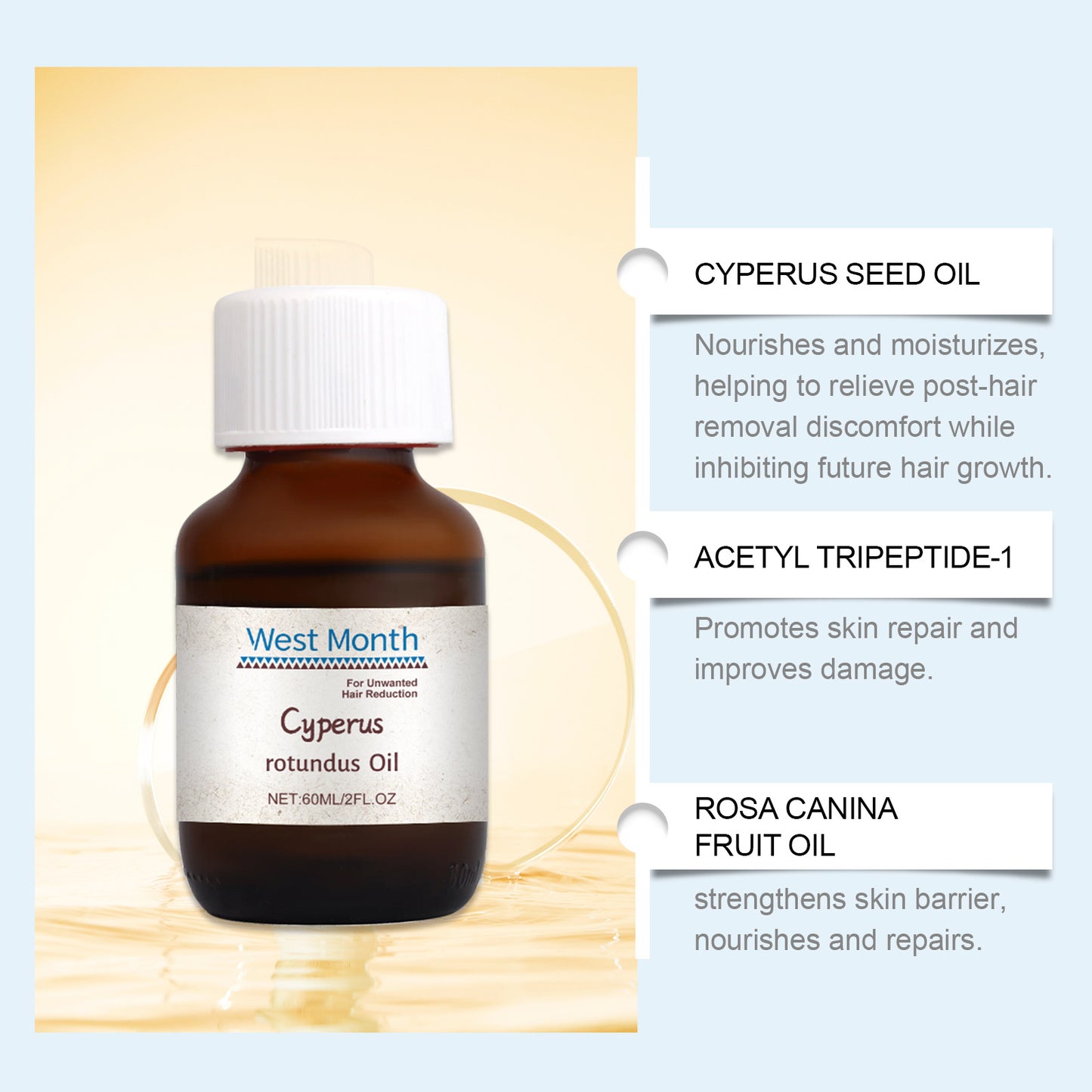 Cyperus Rotundus Oil Hair Removal Armpit Legs Arms Hair Growth Inhibitor Smoothing Repairing Moisturizing Nourishing Body Care