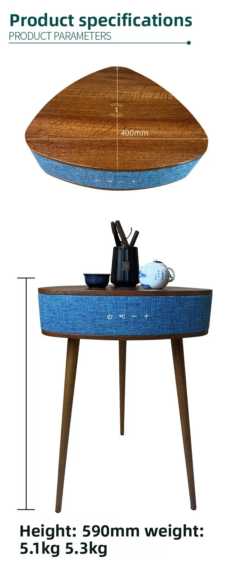 Solid Wood European Side Table Smart Multifunctional End Table for Living Room/Bedroom Decorative Small Corner Furniture