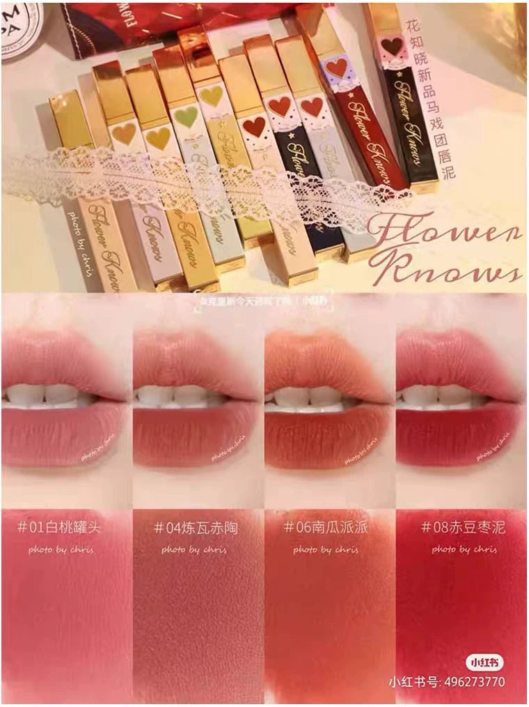 Flower Knows Lipstick And Lip Cream Moisturizing Non-sticky Glossy mirror surface Hydrating Long-lasting