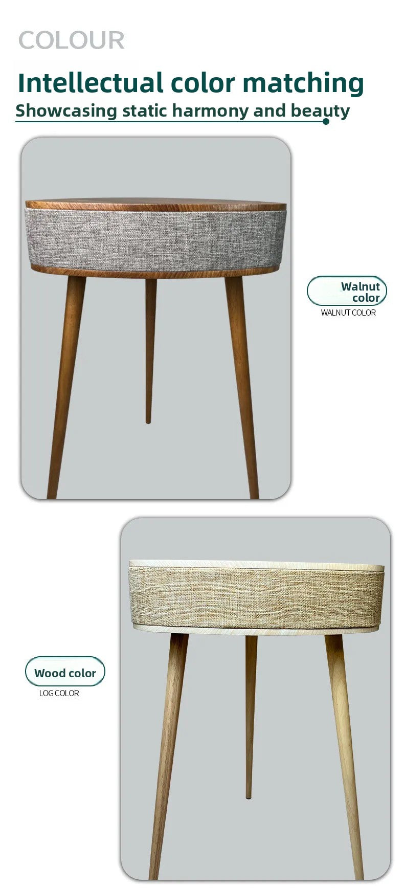 Solid Wood European Side Table Smart Multifunctional End Table for Living Room/Bedroom Decorative Small Corner Furniture
