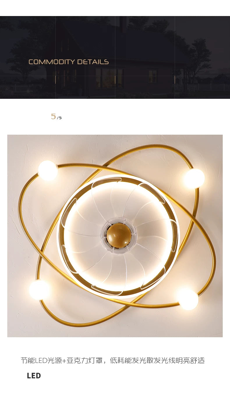 Nordic invisible ceiling fan light fan ceiling minimalist light fan ceiling for Bedroom Dning Room Living Room gold ceiling fans