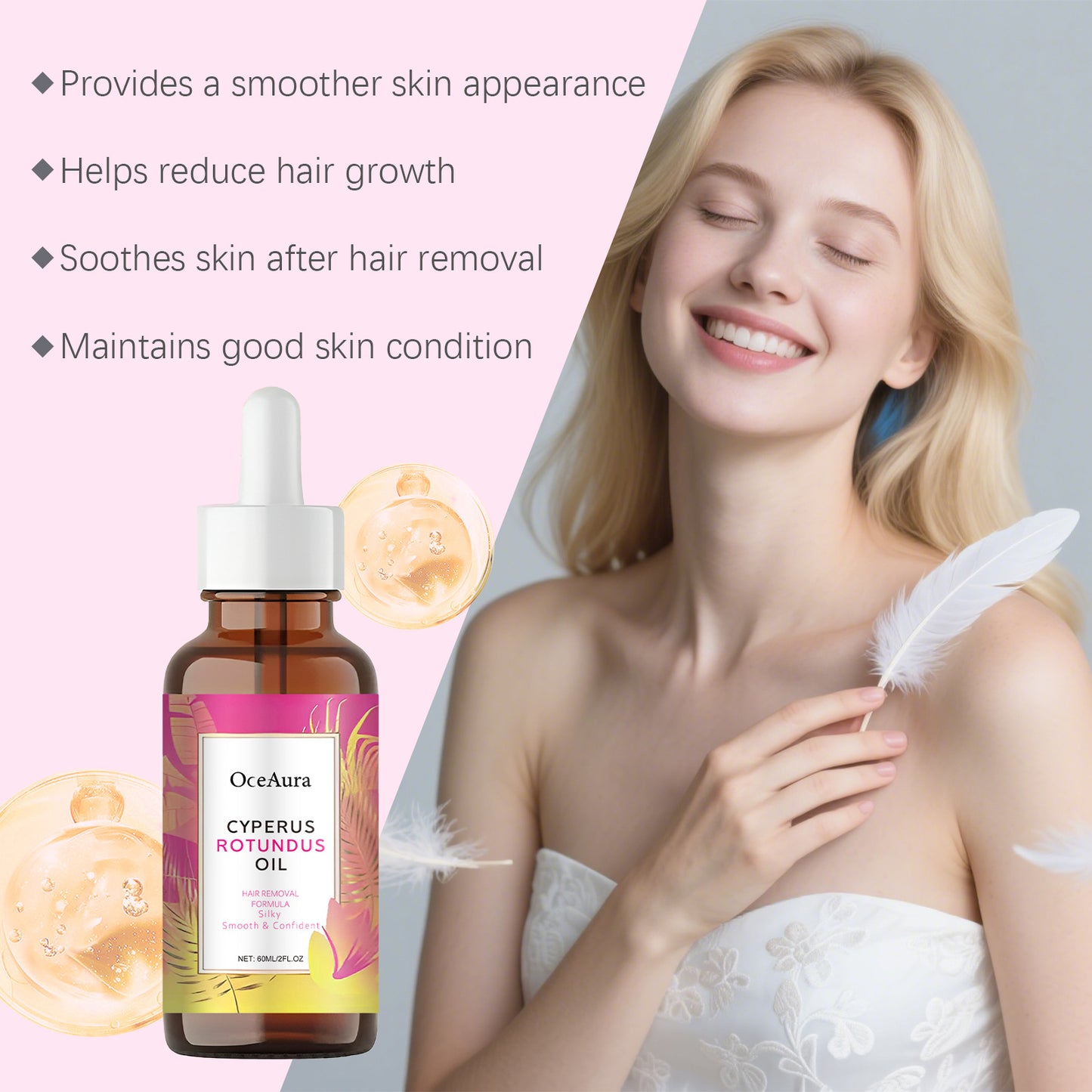 Natural Cyperus Rotundus Oil Hair Removal Depilatory Cleansing Moisturizing Hair Inhibitor Soothing Rejuvenating Armpit Body Oil