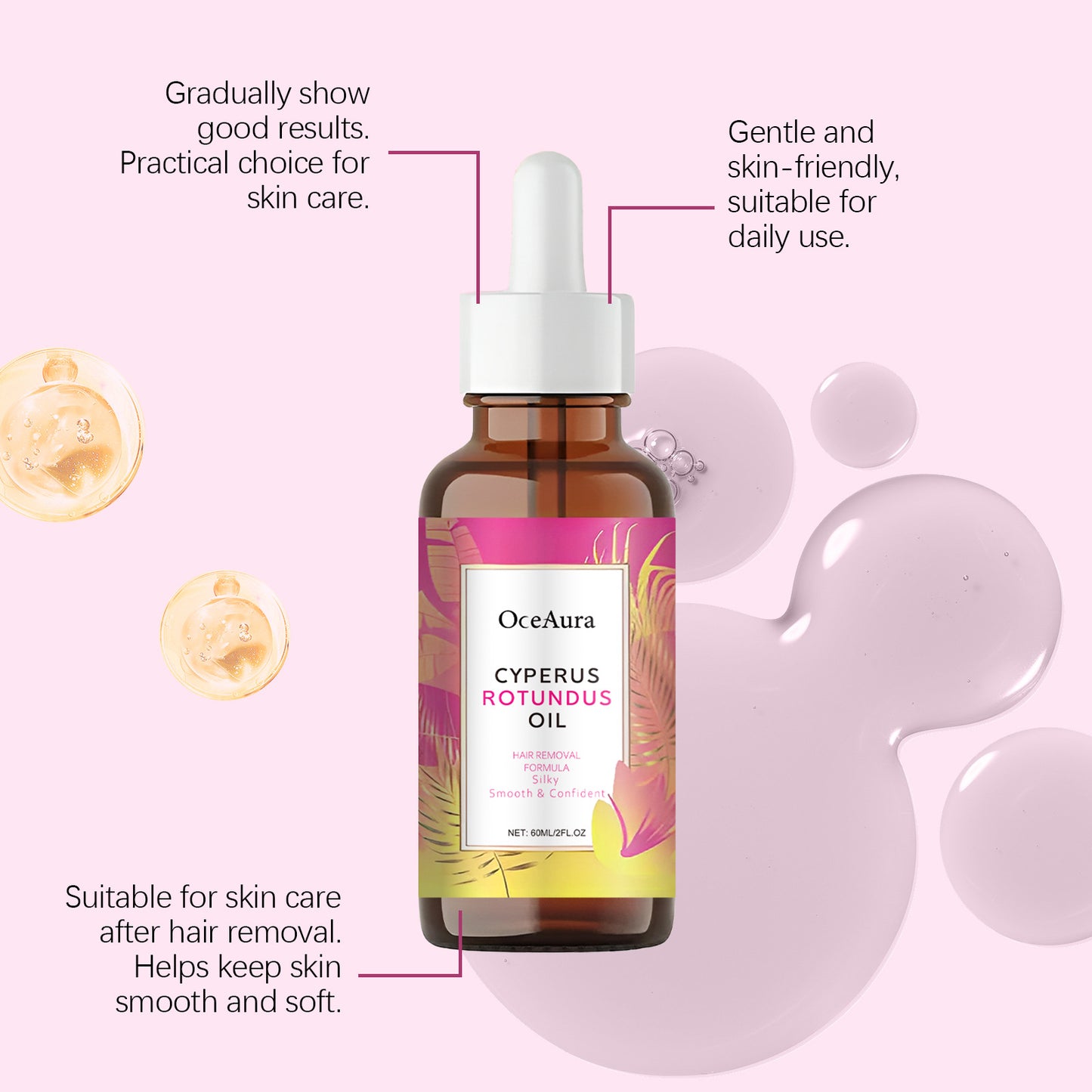Natural Cyperus Rotundus Oil Hair Removal Depilatory Cleansing Moisturizing Hair Inhibitor Soothing Rejuvenating Armpit Body Oil