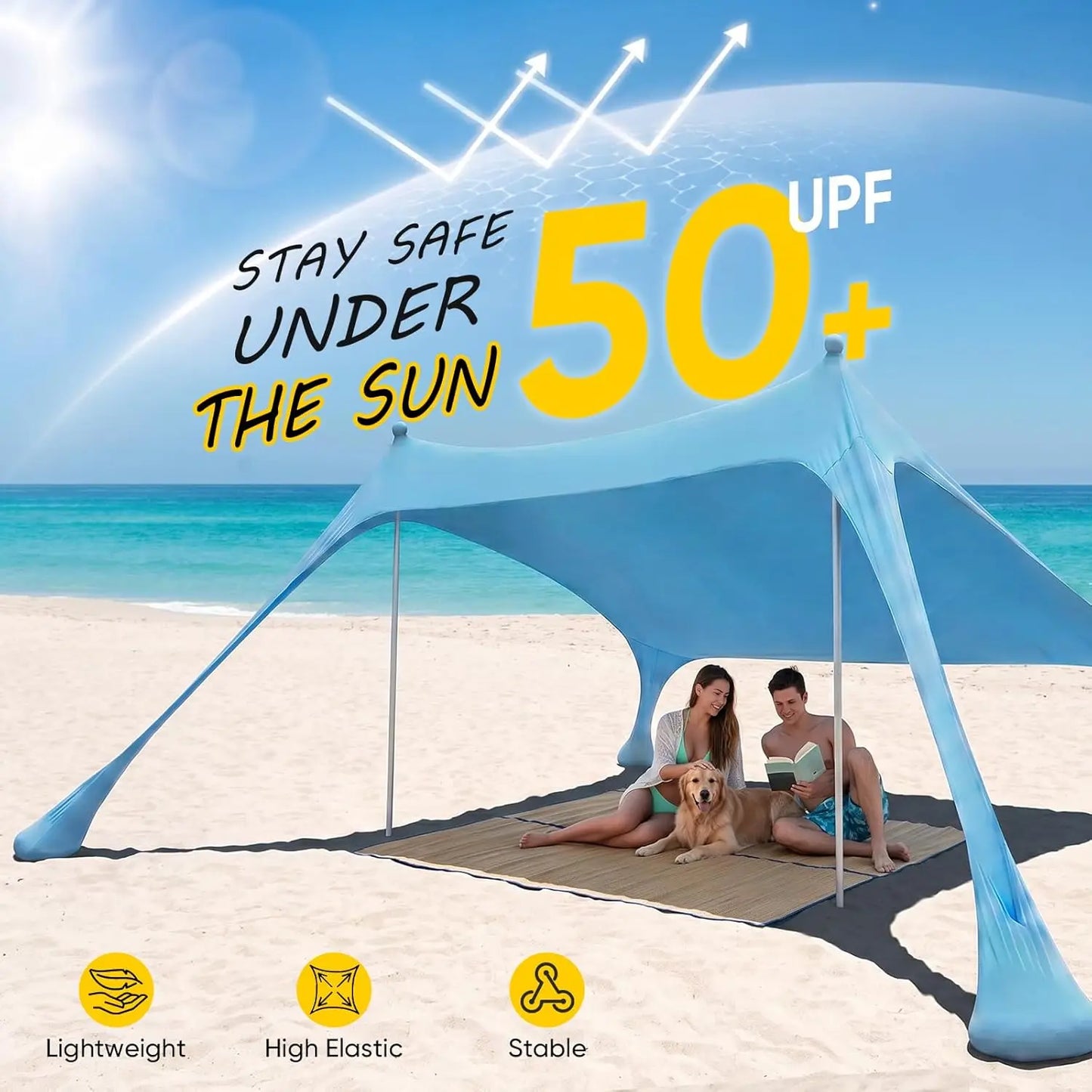 Camping Tent Windproof Pop Up Awning Outdoor Beach Sun Shade UV Ultralight Beach Canopy Tents for Camping Fishing Picnics