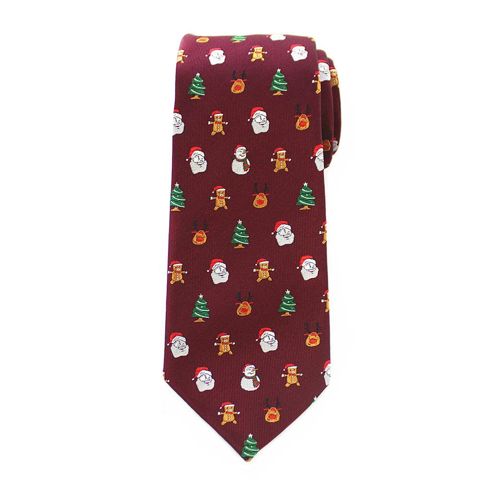 Silk Men Tie for Christmas Necktie Xmas Festival 8cm Red Green Blue Snow Santa Reindeer Jacquard Woven Tie For Men Christmas Gif