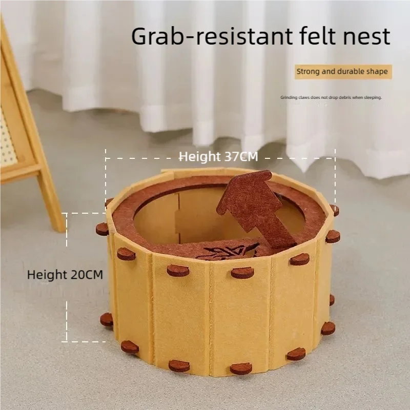 Four Seasons Fun Bathtub Cat House Felt Semi Enclosed Cat Bed Sturdy Design for Paw Grinding and Sleeping Pet Bed
