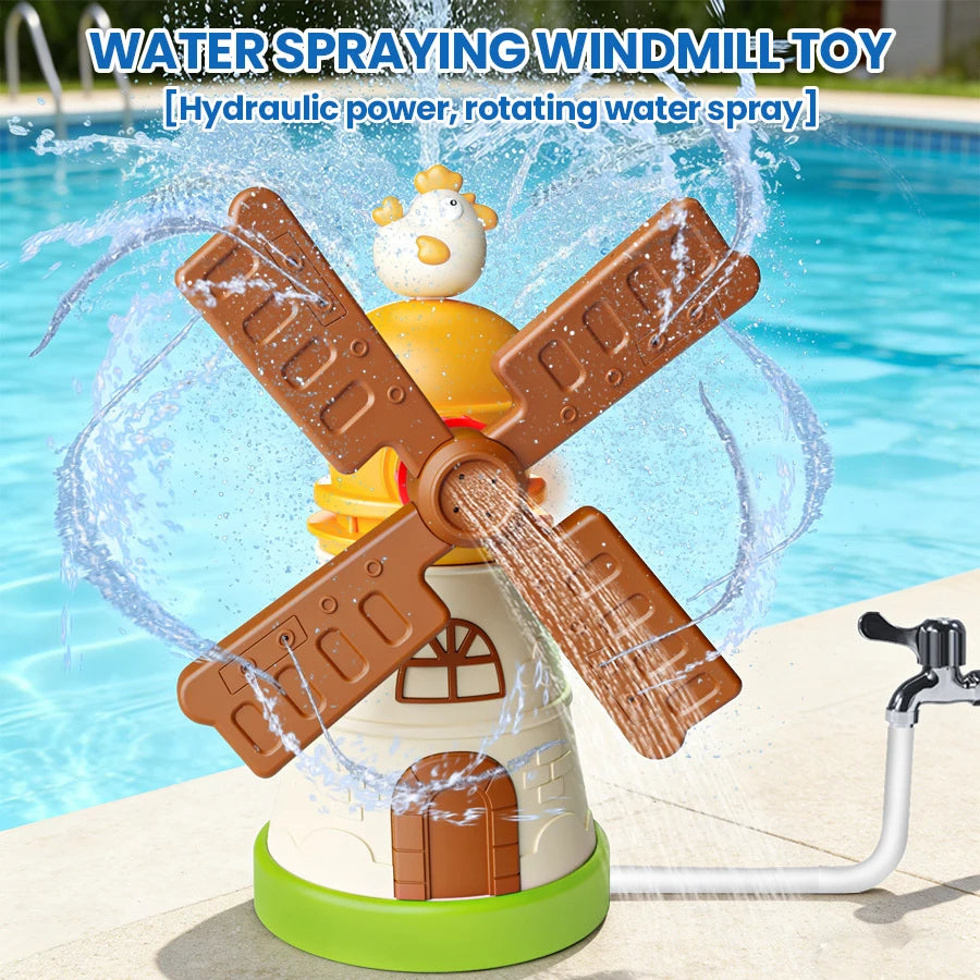 outdoor Water Toy Baby Bath Toys Cartoon Squid windmill Sprinkler Rotating Spray Garden Yard  Fun Games Toys for Kids boys girls