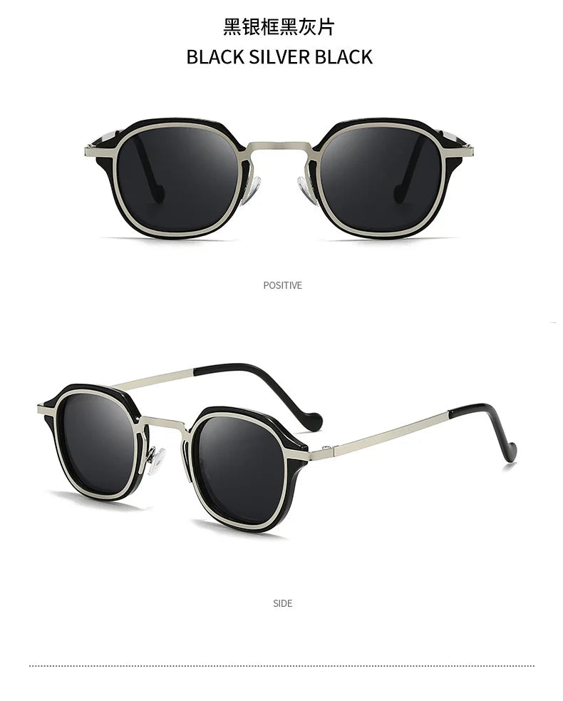 2025 New Small Square Polarized Sun Glasses For Men Women Retro Steampunk Sunglass Metal Frame Eyewear Oculos De Sol UV400 TAC