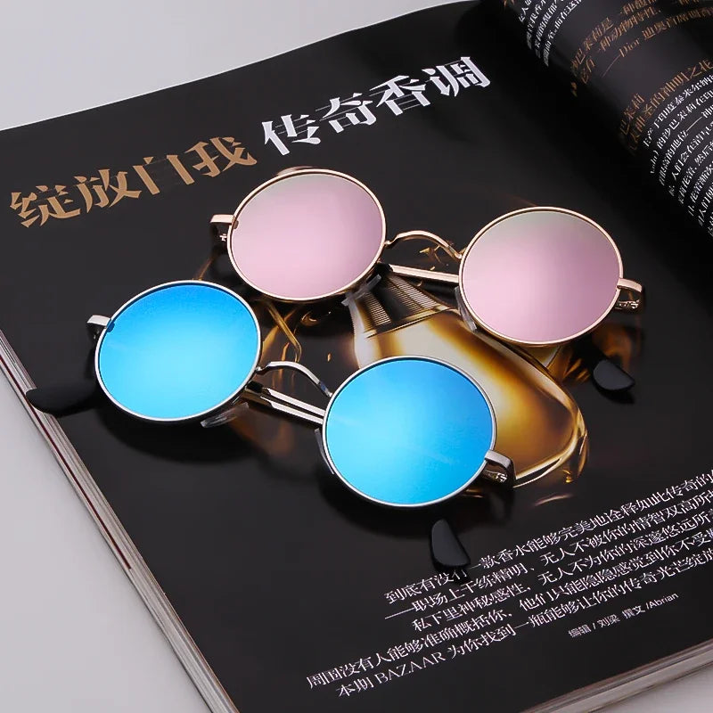 Trendy Round Polarized Sunglasses High Quality Brand Design Vintage Party Men Circle Small Frame Women Yellow Shades Sun Glasses